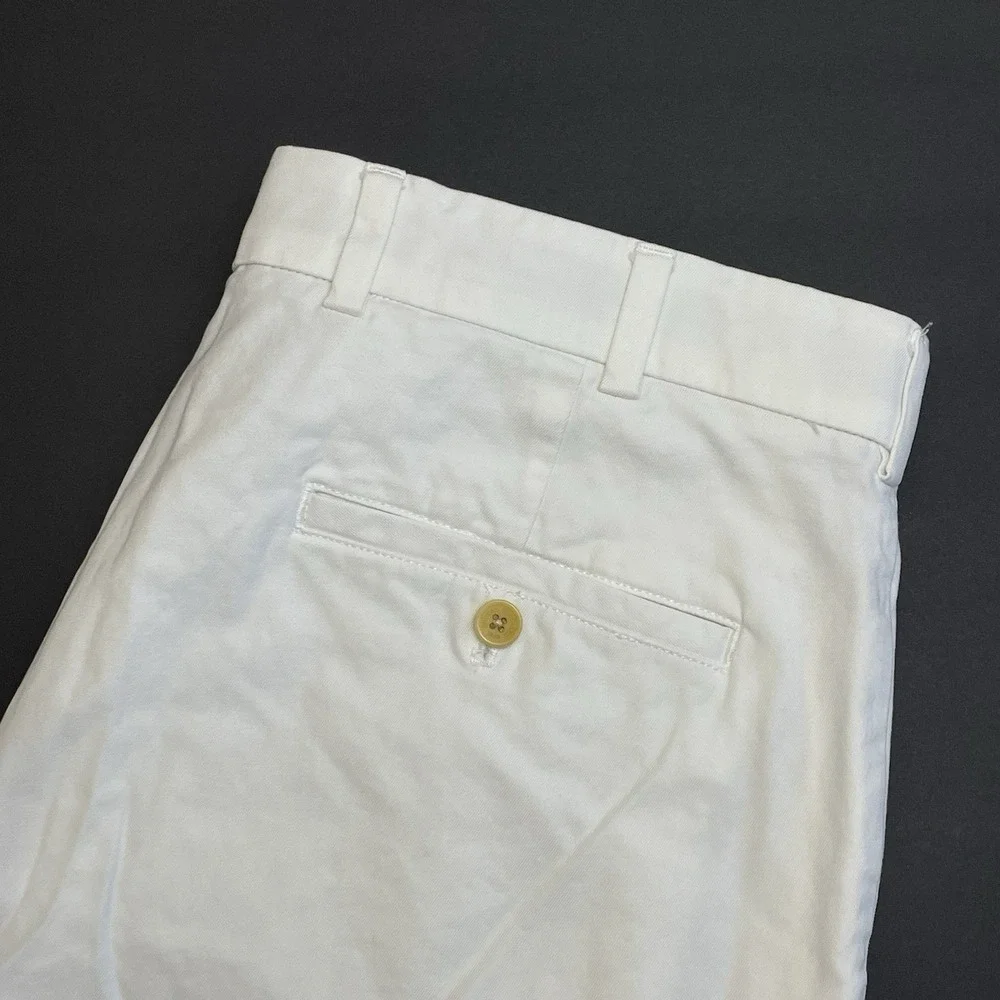 Brooks Brothers Clark Fit Chino Pants Mens 36x32 White Trousers Supima Stretch